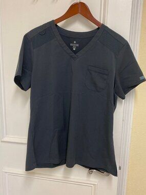 Med couture Touch Uniform Healthcare Scrub Top Charcoal Grey Pewter Large 12-14